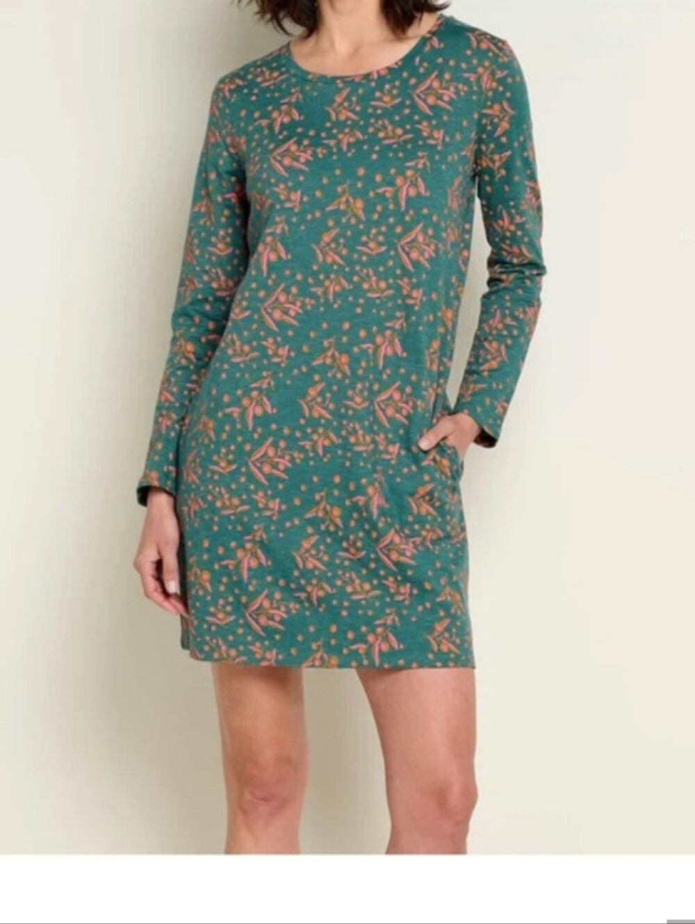 Toad&co Windmere Long Sleeve Samba Jersey Dress Green Jasper Seedpod Print-S